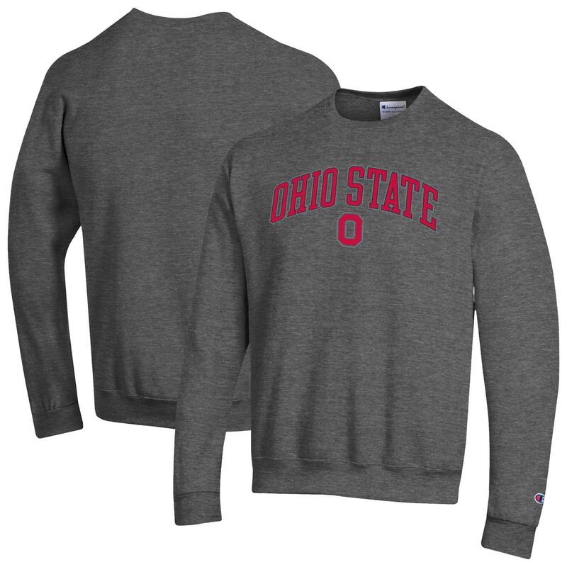 はやりっ児 メンズ トップス プルオーバー 汗水 ロゴタイプ Men\u0027sChampion Heather Charcoal Ohio State Buckeyes Arch Over Logo Pullover Sweatshirt Osu Charco 濃灰色