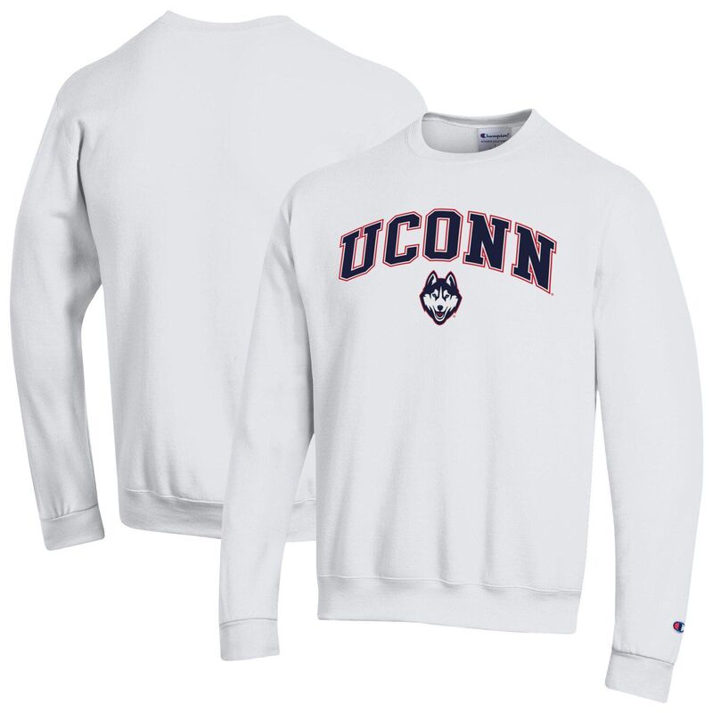 はやりっ児 メンズ トップス プルオーバー 汗水 ロゴタイプ Men\u0027sChampion White UConn Huskies Arch Over Logo Pullover Sweatshirt Con White 白いこと