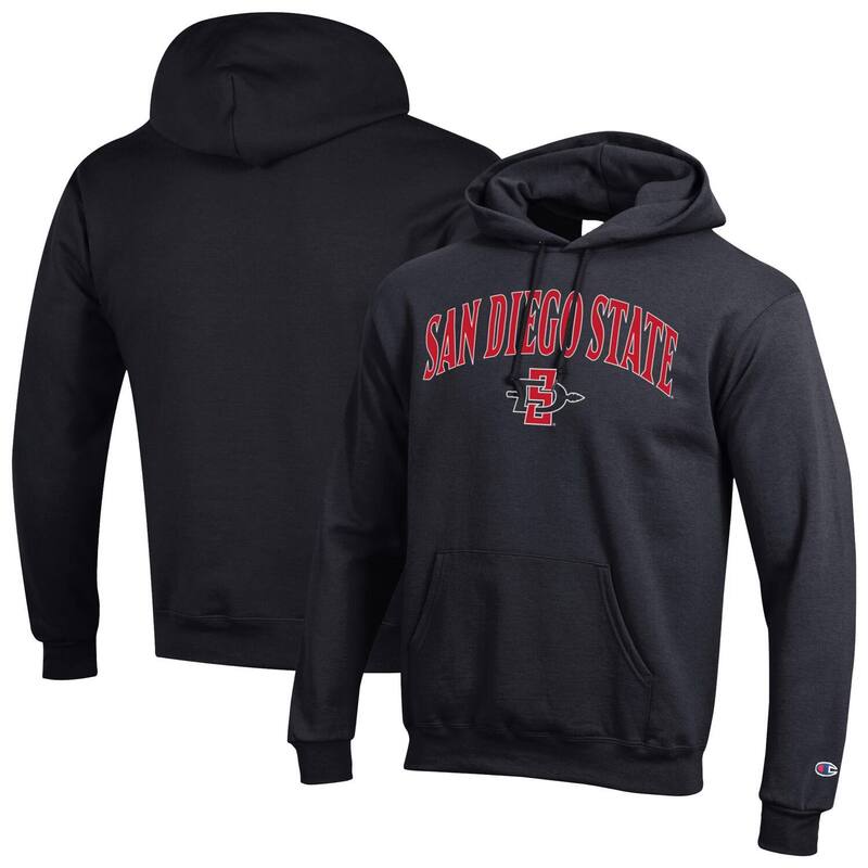 チャンピオン メンズ トップス Tシャツ ロゴ フリース パーカー Men'sChampion Black San Diego State Aztecs Arched Logo Fleece Pullover Hoodie Sds Black ブラック｜ReVida 店