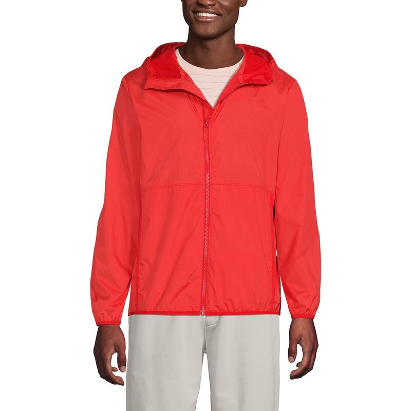 ランズ挙げ句のはて メンズ アウター 上衣・上衣 Men\u0027s Lands\u0027 End UPF 50 Windbreaker Jacket Bright Cherry