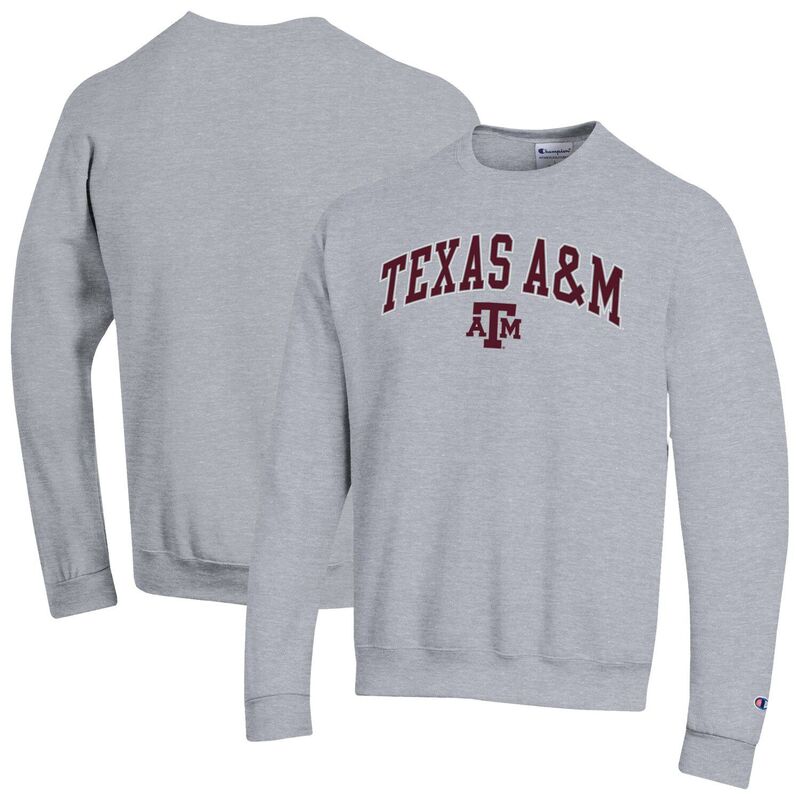 はやりっ児 メンズ トップス プルオーバー 汗水 ロゴタイプ Men\u0027sChampion Heather Gray Texas A\u0026M Aggies Arch Over Logo Pullover Sweatshirtam Grey 薄墨色