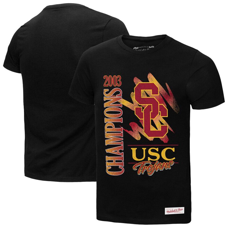ミッチェル&ネス メンズ トップス Tシャツ Men's Mitchell & Ness Black USC Trojans Retro Brush Mineral Wash T-Shirt Usc Black ブラック