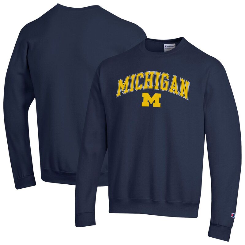 はやりっ児 メンズ トップス プルオーバー 汗水 ロゴタイプ Men\u0027sChampionavy Michigan Wolverines Arch Over Logo Pullover Sweatshirt Mic Navy 米国海軍