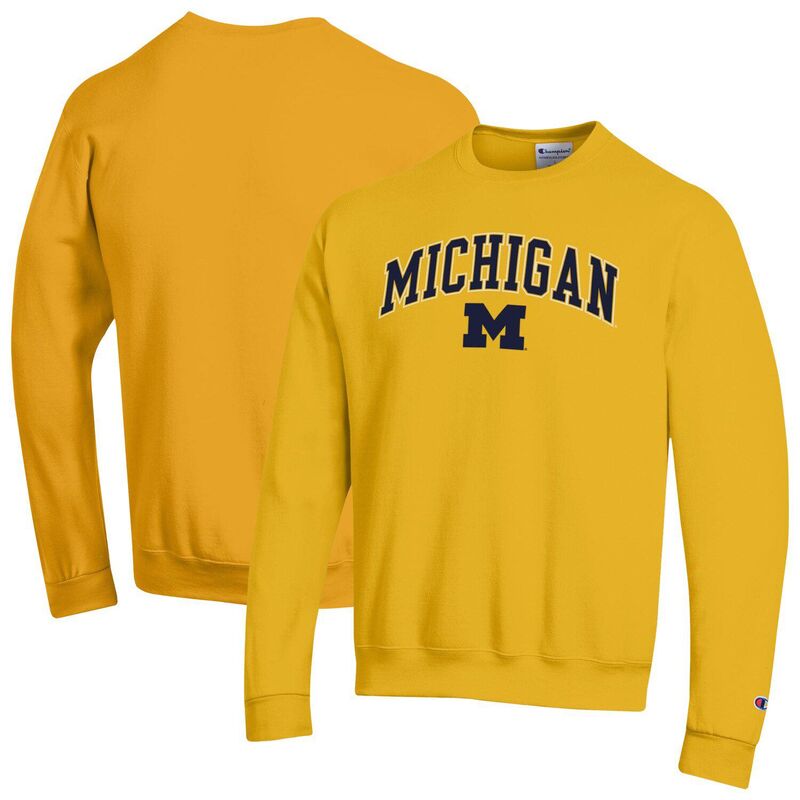 はやりっ児 メンズ トップス プルオーバー 汗水 ロゴタイプ Men\u0027sChampion Maize Michigan Wolverines Arch Over Logo Pullover Sweatshirt Mic Gold ゴールド