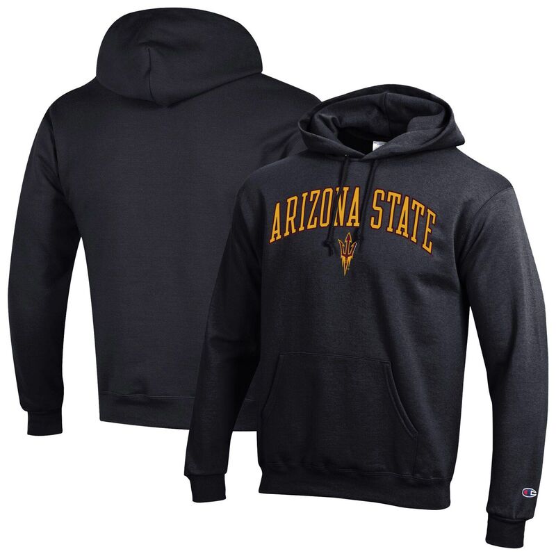 はやりっ子 メンズ トップス プルオーバー ロゴタイプ フリース パーカー Men\u0027sChampion Black Arizona State Sun Devils Arched Logo Fleece Pullover Hoodie Asu Black 黒いこと