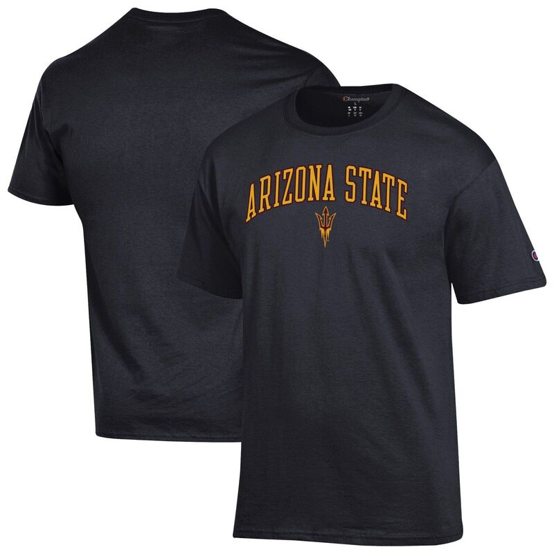 チャンピオン メンズ トップス Tシャツ ロゴ MenChampion Black Arizona State Sun Devils Arched Logo T-Shirt Asu Black ブラック