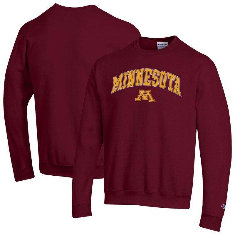 はやりっ児 メンズ トップス プルオーバー 汗水 ロゴタイプ Men\u0027sChampion Maroon Minnesota Golden Gophers Arch Over Logo Pullover Sweatshirt Min Red 赤いこと