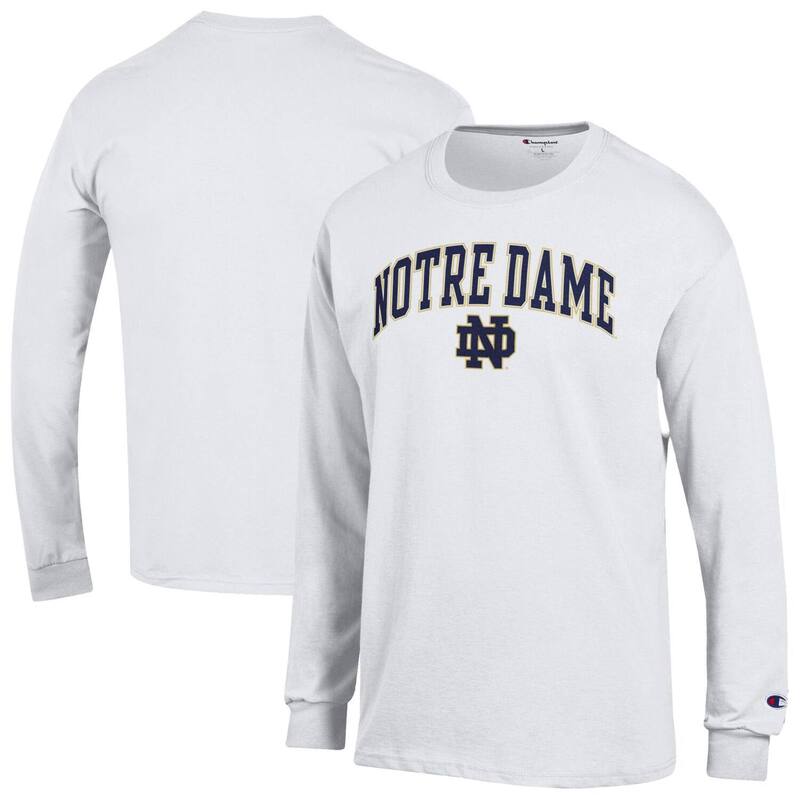 チャンピオン メンズ トップス Tシャツ ロゴ Men'sChampion White Notre Dame Fighting Irish Arch Over Logo Long Sleeve T-Shirt Ntd White ホワイト 9,485円