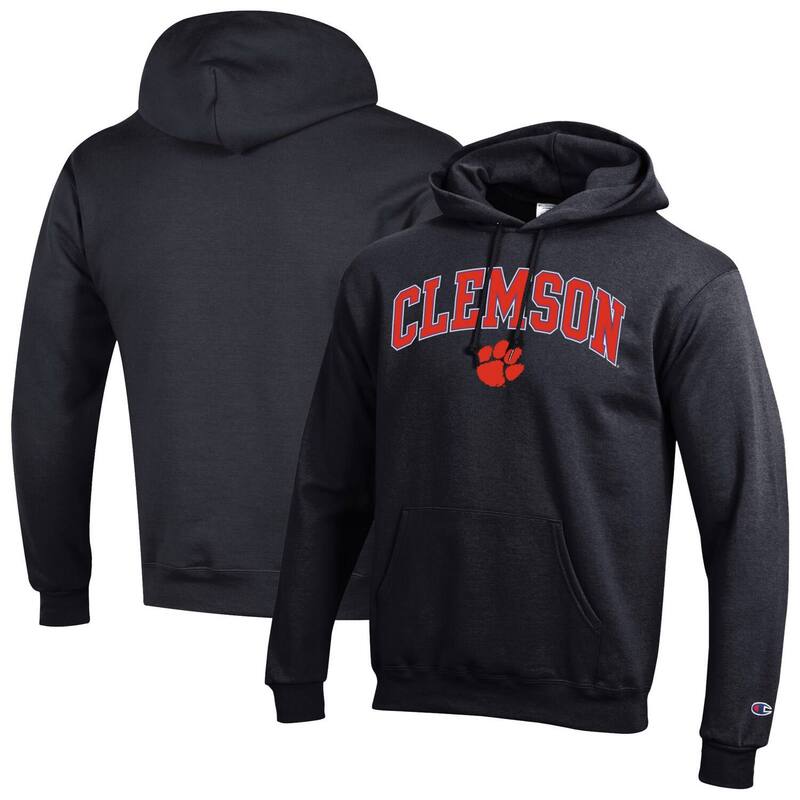 チャンピオン メンズ トップス Tシャツ ロゴ フリース パーカー Men'sChampion Black Clemson Tigers Arched Logo Fleece Pullover Hoodie Clm Black ブラック