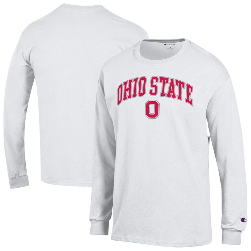 チャンピオン メンズ トップス Tシャツ ロゴ Men'sChampion White Ohio State Buckeyes Arch Over Logo Long Sleeve T-Shirt Osu White ホワイト 7,015円