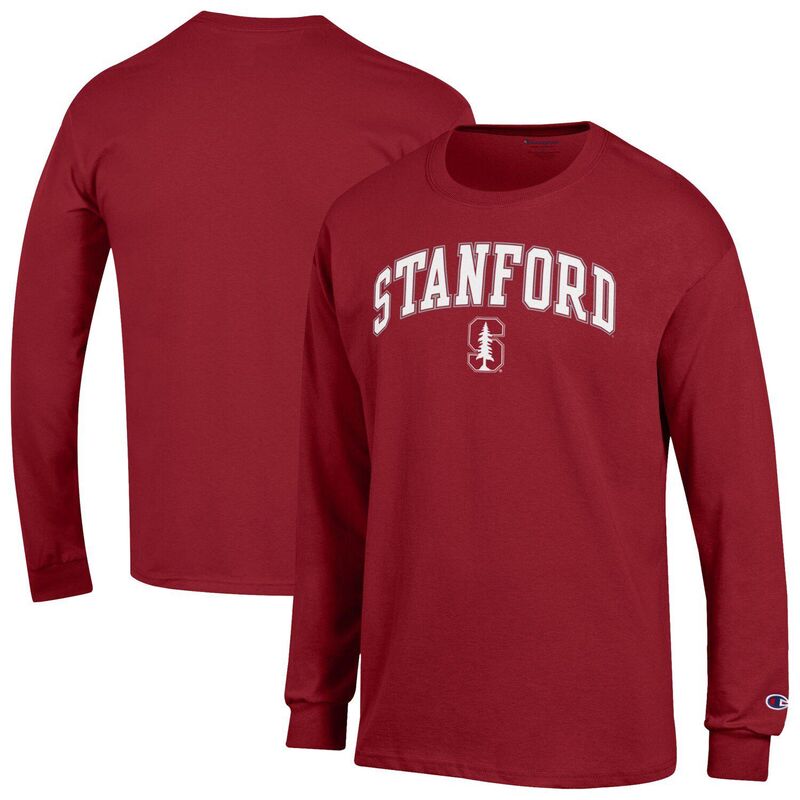 チャンピオン メンズ トップス Tシャツ ロゴ Men'sChampion Cardinal Stanford Cardinal Arch Over Logo Long Sleeve T-Shirt Stf Red レッド|ReVida 店