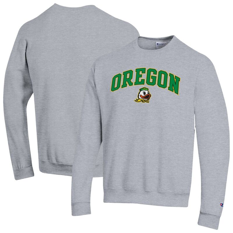 チャンピオン メンズ トップス Tシャツ スウェット ロゴ Men'sChampion Heather Gray Oregon Ducks Arch Over Logo Pullover Sweatshirt Uoo Grey グレー