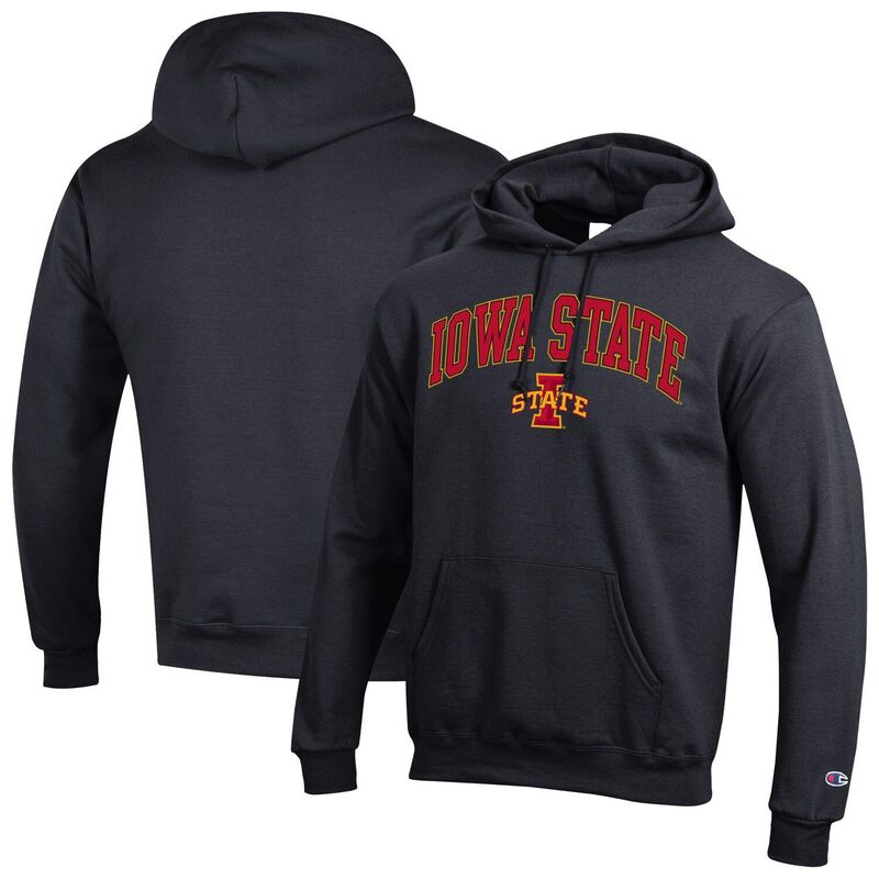 チャンピオン メンズ トップス Tシャツ ロゴ フリース パーカー Men'sChampion Black Iowa State Cyclones Arched Logo Fleece Pullover Hoodie Isu Black ブラック｜ReVida 店
