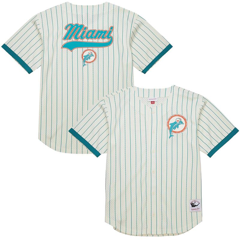 ミッチェル&ネス メンズ トップス Tシャツ ヴィンテージ メッシュ ロゴ Men'sMitchell & Ness Creamiami Dolphins Final Seconds Vintage Logo Mesh Button-Up Shirt Dol Beige ベージュ