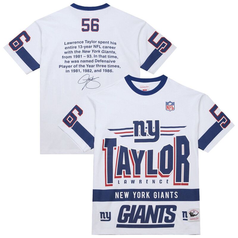 ミッチェル&ネス メンズ トップス Tシャツ ヴィンテージ ロゴ Men'sMitchell & Ness Lawrence Taylor White New York Giants Name & Number Team Origins Vintage Logo T-Shirt Gia White ホワイト|ReVida 店