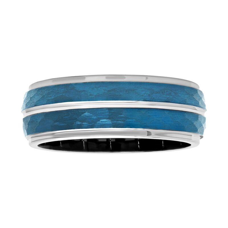 アンブランデッド メンズ アクセサリー リング Unbranded Men's Cobaltwo-Tone Hammered Band Blue Tone ブルー