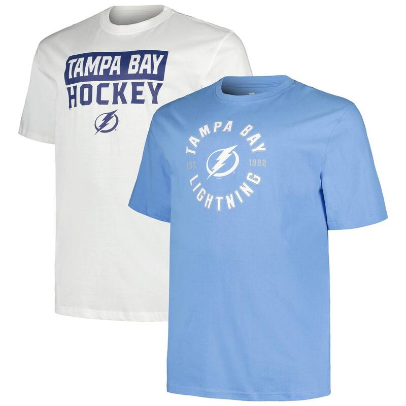 【送料無料】 ファナティクス メンズ Tシャツ トップス Men's Fanatics Tampa Bay Lightning Big & Tall 2-Pack T-Shirt Set Lgh Blue