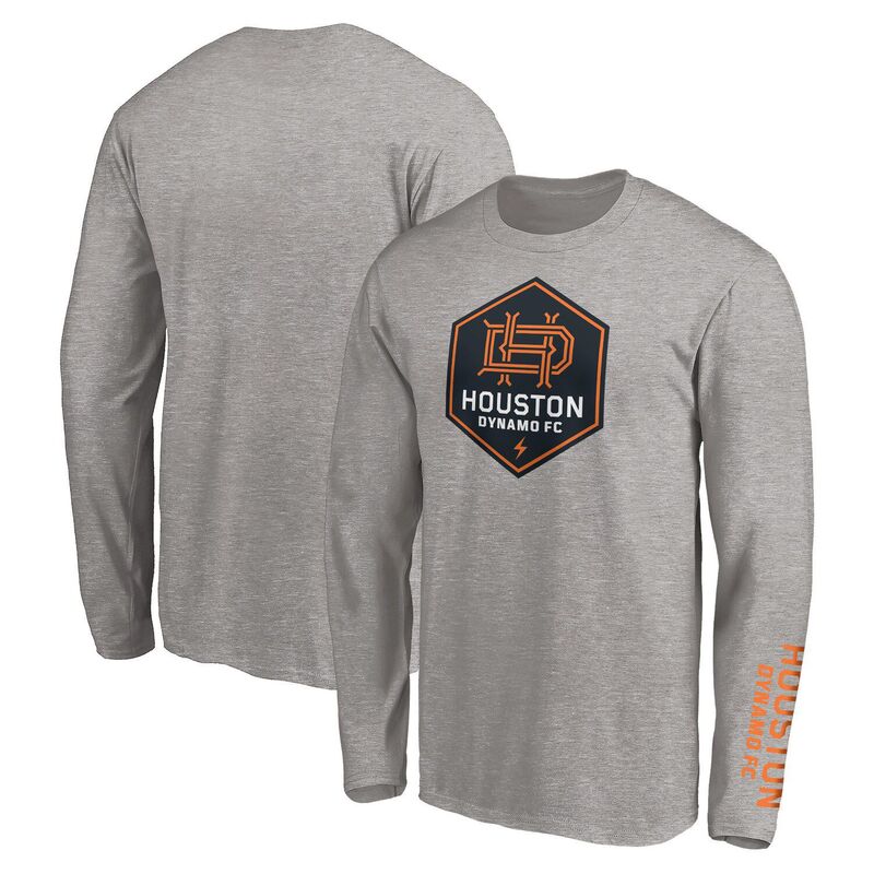 【送料無料】 ファナティクス メンズ Tシャツ トップス Men's Fanatics Heather Gray Houston Dynamo Long Sleeve T-Shirt Dyn Grey