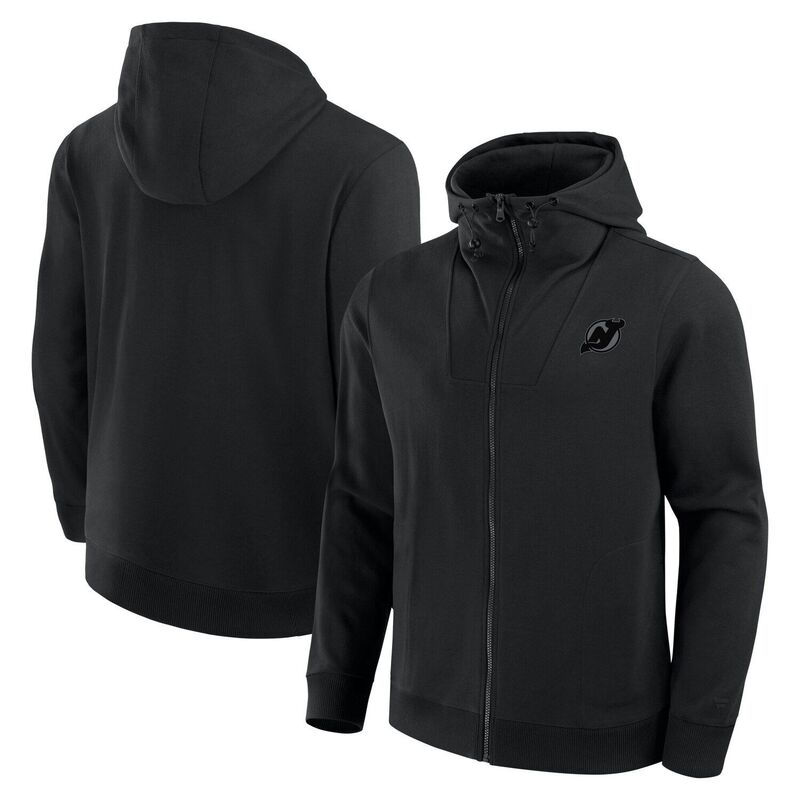 【送料無料】 ファナティクス メンズ Tシャツ トップス Men's Fanatics Black New Jersey Devils Elements Tonal Primary Tri-Blend Full-Zip Hoodie Nhl Black