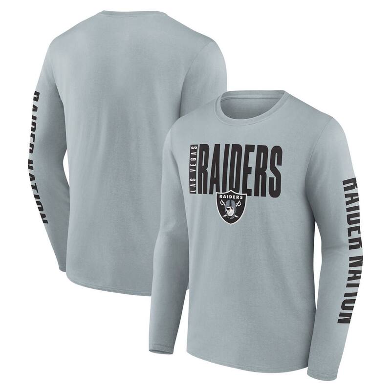 【送料無料】 ファナティクス メンズ Tシャツ トップス Men's Fanatics Gray Las Vegas Raiders Vision Long Sleeve T-Shirt Lvr Grey