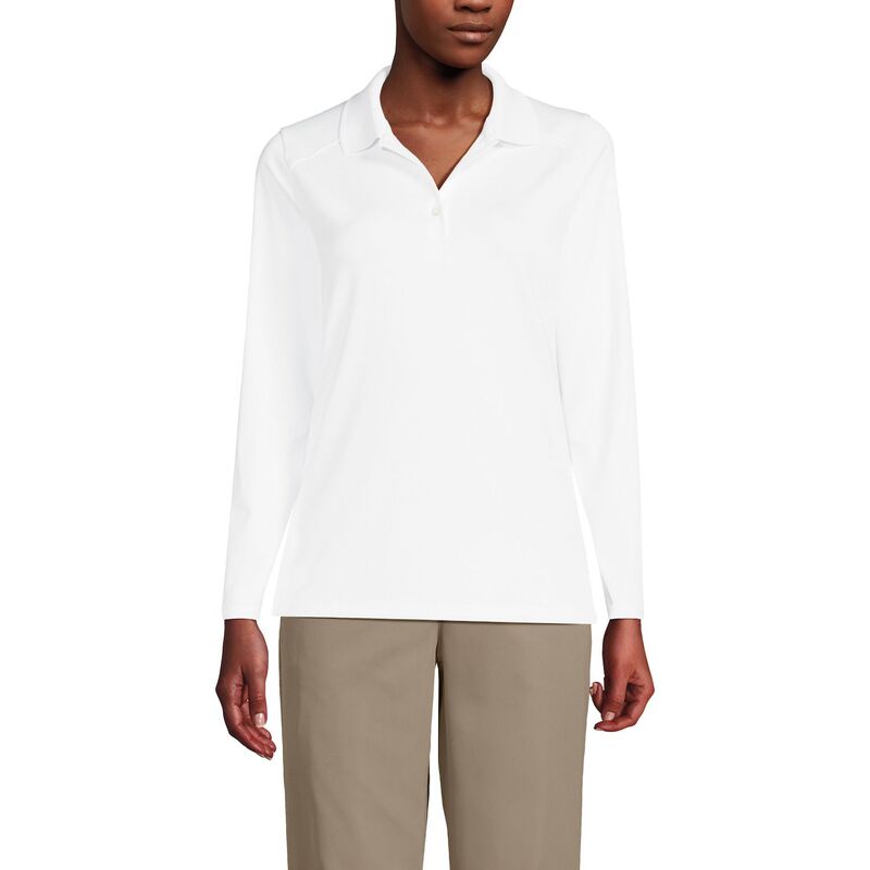 ランズエンド レディース トップス Tシャツ ポロシャツ ミニ Women's Lands' End Long Sleeve Feminine Fit Rapidry Polo Shirt White ホワイト