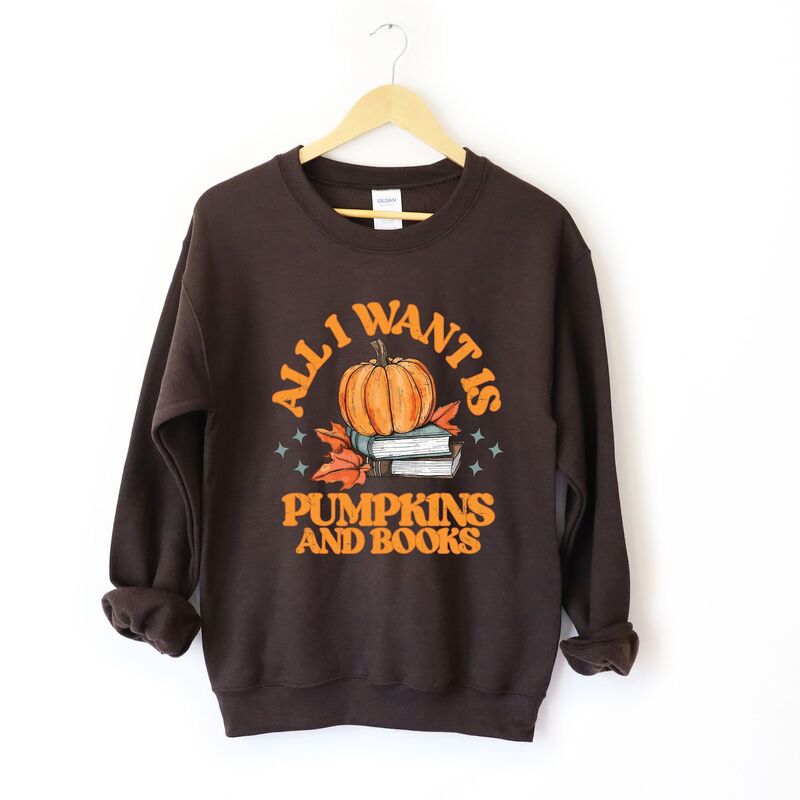 Simply Sage Market レディース トップス Tシャツ スウェット Simply Sage Market All I Want Is Pumpkins And Booksweatshirt Chocolate チョコレート