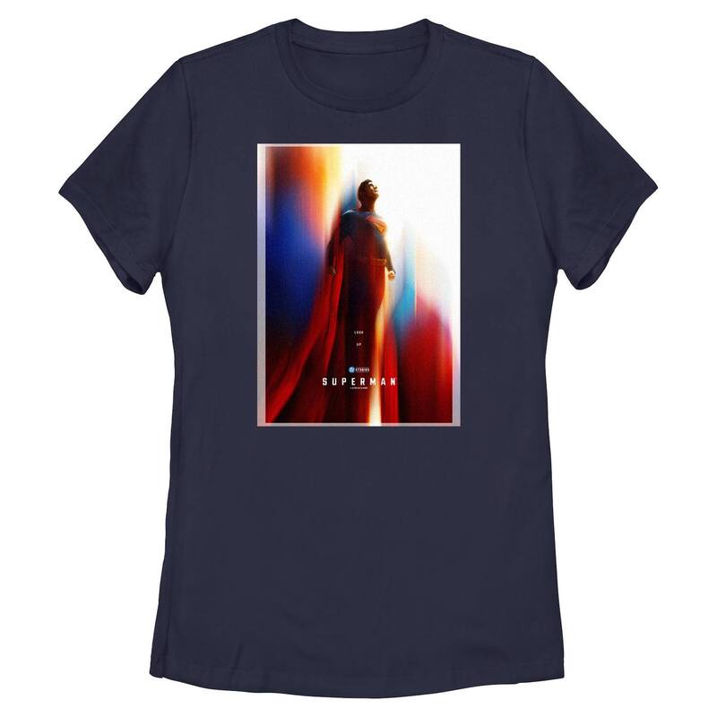 アニメキャラクター レディース トップス Tシャツ グラフィック Licensed Character Juniors' DComicsuperman Movie Poster Graphic Tee Navy ネイビー
