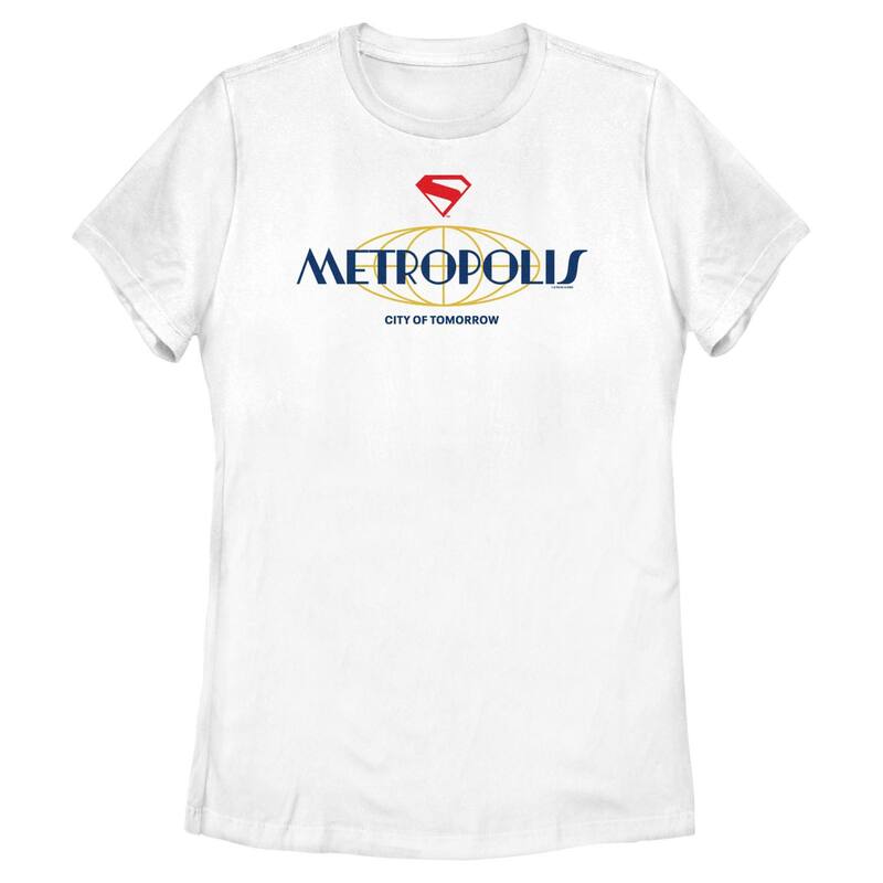 アニメキャラクター レディース トップス Tシャツ グラフィック Licensed Character Juniors' DComicsuperman Metropolis City of Tomorrow Graphic Tee White ホワイト