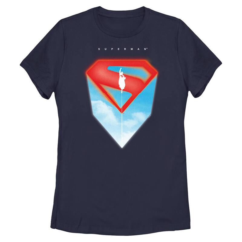 アニメキャラクター レディース トップス Tシャツ グラフィック Licensed Character Juniors' DComicsuperman In Flight Graphic Tee Navy ネイビー