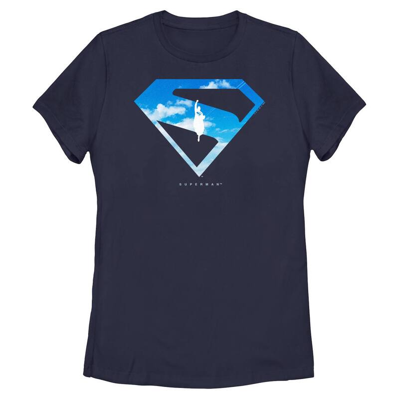 アニメキャラクター レディース トップス Tシャツ グラフィック Licensed Character Juniors' DComicsuperman Sky Filled Shield Graphic Tee Navy ネイビー
