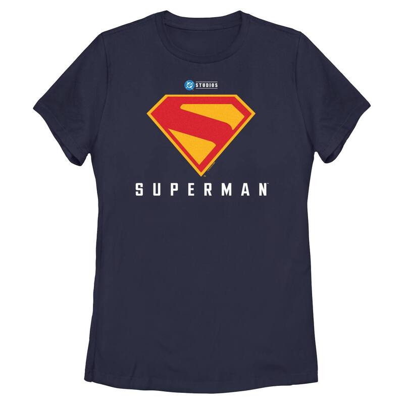 アニメキャラクター レディース トップス Tシャツ グラフィック Licensed Character Juniors' DComicsupermand Shield Graphic Tee Navy ネイビー