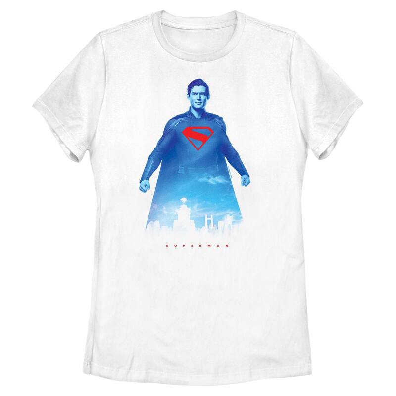 アニメキャラクター レディース トップス Tシャツ グラフィック Licensed Character Juniors' DComicsuperman Metropolis Protector Graphic Tee White ホワイト
