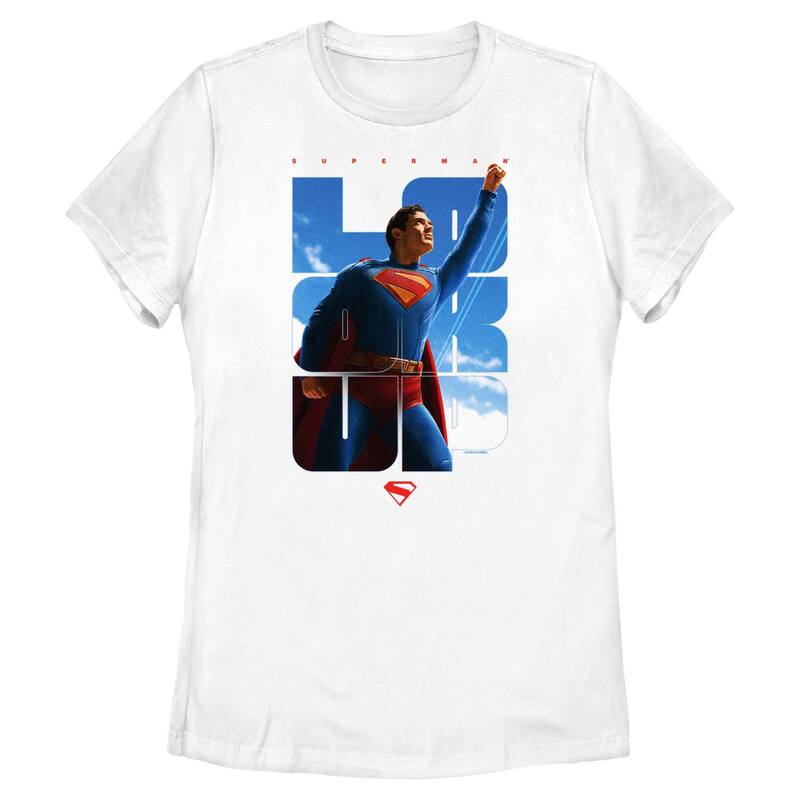 アニメキャラクター レディース トップス Tシャツ グラフィック Licensed Character Juniors' DComicsuperman Look Uposter Graphic Tee White ホワイト