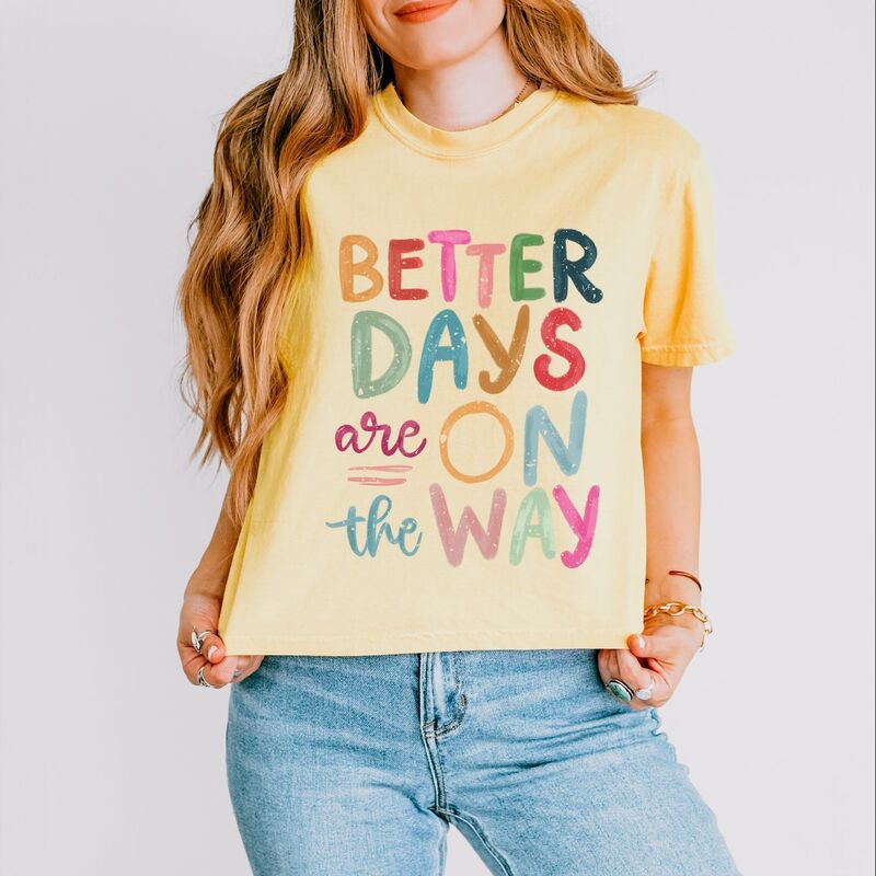 Simply Sage Market レディース トップス ティーシャツ Simply Sage Market Better Days Are On The Way Boxy Crop Top Butter サルヴィア レディースファッション-トップス-Tシャツ・カットソー