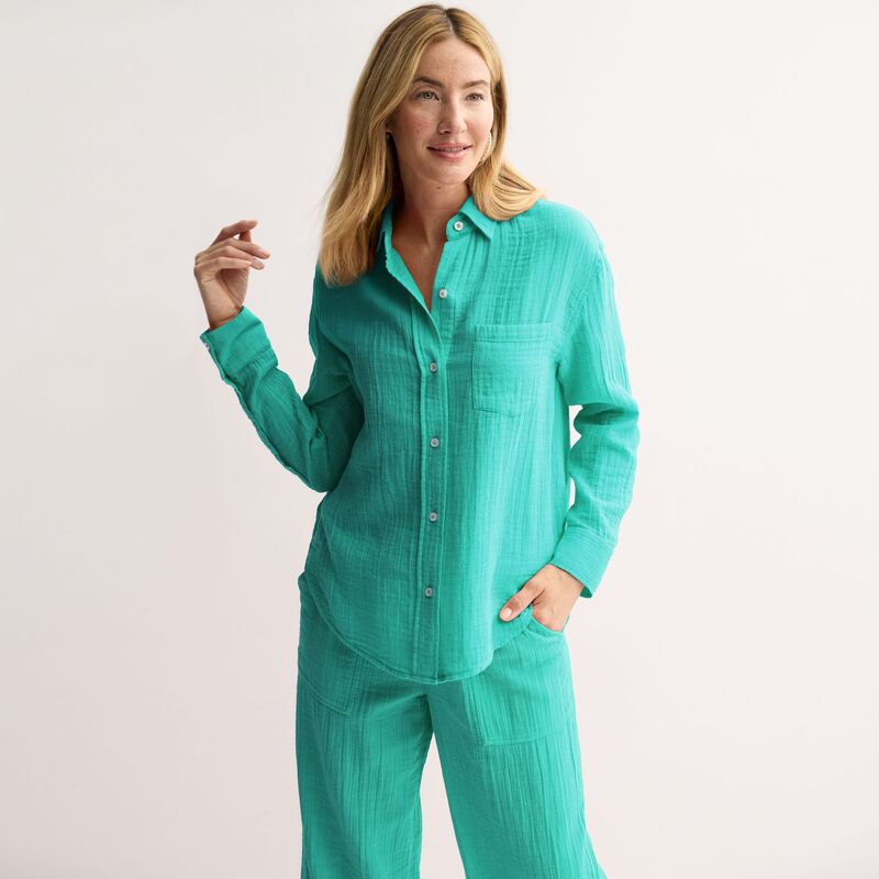 ソノマ レディース トップス シャツ ダウン Women'sonoma Goods For Life Boyfriend Button-Down Shirt Aqua Oasis アクア