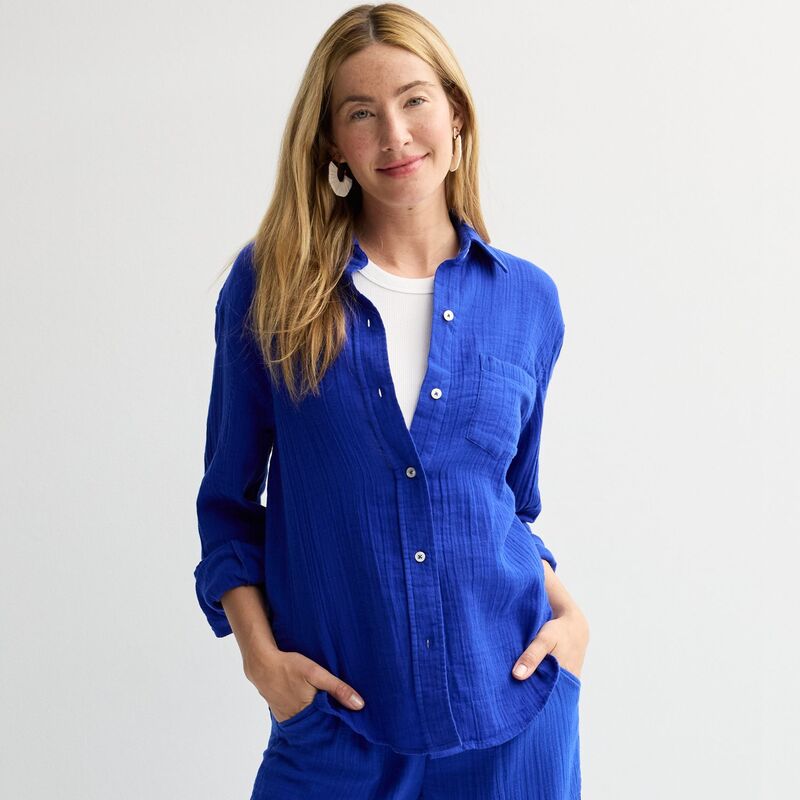 ソノマ レディース トップス シャツ ダウン Women'sonoma Goods For Life Boyfriend Button-Down Shirt Cobaltampanula
