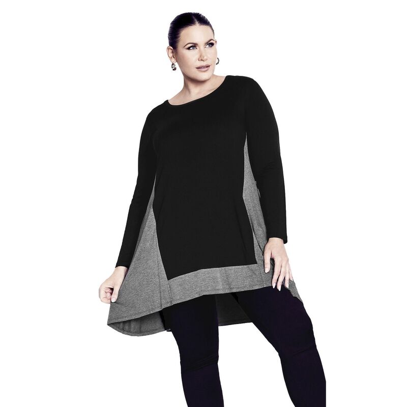 アベニュー レディース トップス Tシャツ プラスサイズ Avenue Women's Plusizelsa Tunic Black Charcoal ブラック