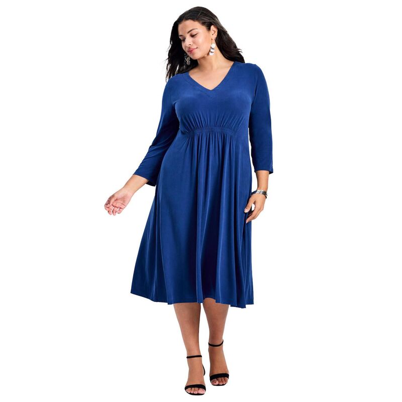 アベニュー レディース トップス ワンピース プラスサイズ ニット Avenue Women's Plusize Laid Backnit Dress Ultra Blue ブルー｜ReVida 店