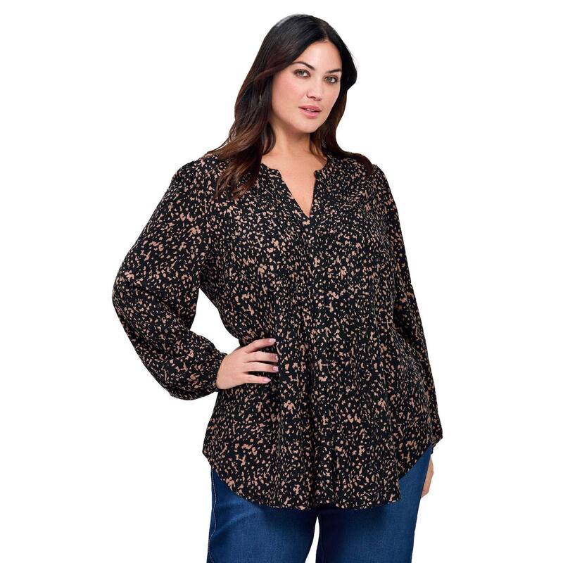 アベニュー レディース トップス シャツ プラスサイズ Avenue Women's Plusize Olivia Pintuck Shirt Pebble