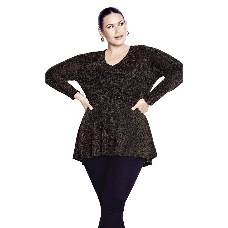 アベニュー レディース トップス シャツ プラスサイズ Avenue Women's Plusize Glitteratzi Top Bronze
