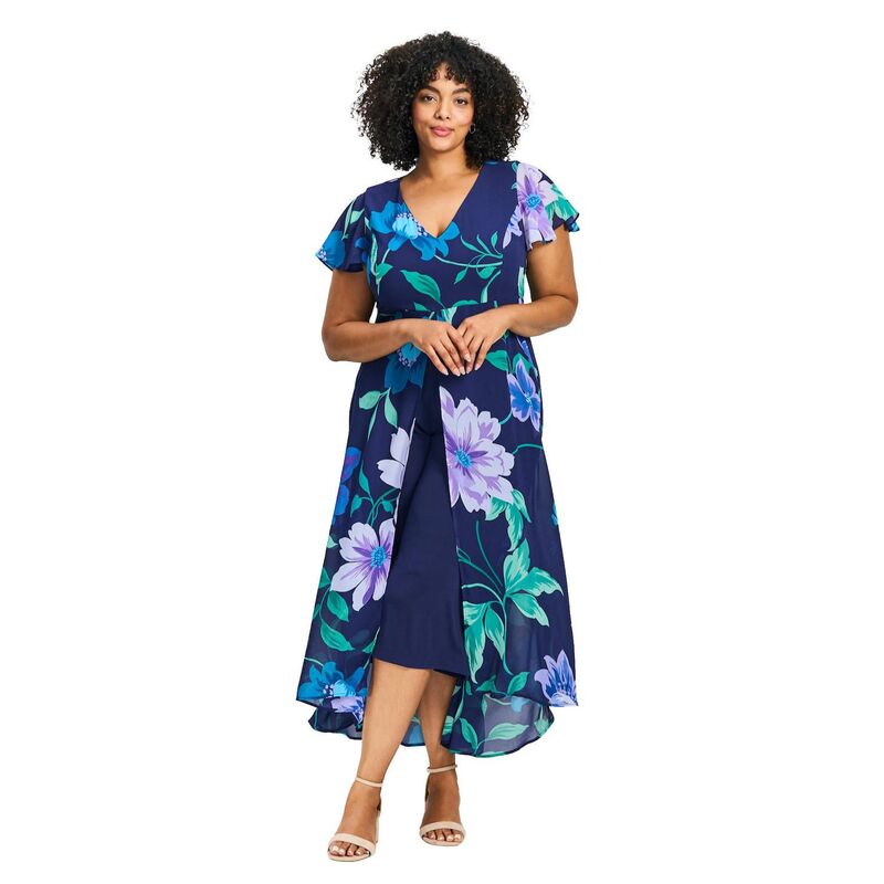 アベニュー レディース トップス ワンピース プラスサイズ ジャンプスーツ Avenue Women's Plusize Glam Jumpsuit Navy Floral ネイビー