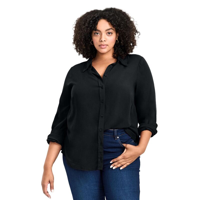 アベニュー レディース トップス シャツ プラスサイズ Avenue Women's Plusize Allurelaxed Shirt Black ブラック|ReVida 店
