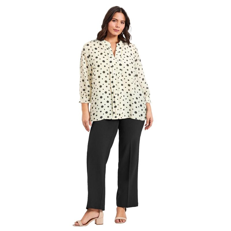 アベニュー レディース トップス シャツ プラスサイズ Avenue Women's Plusize Pintuck Popover Top Ivory Confetti Dot アイボリー｜ReVida 店