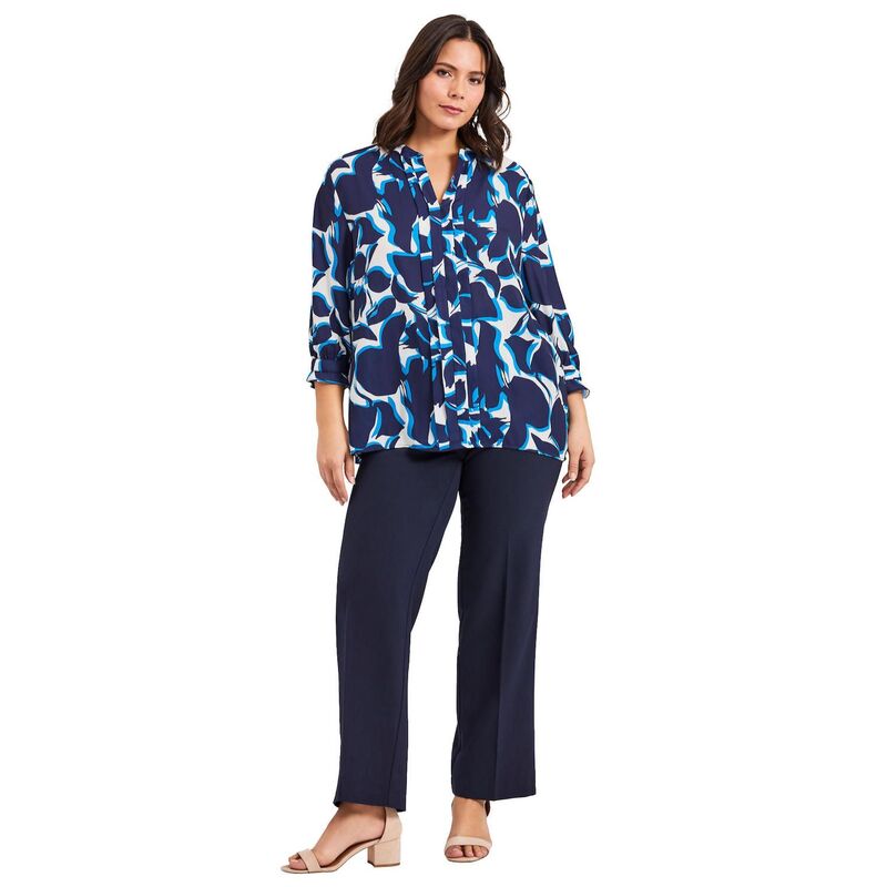 アベニュー レディース トップス シャツ プラスサイズ Avenue Women's Plusize Pintuck Popover Top Navy Graphic Floral ネイビー