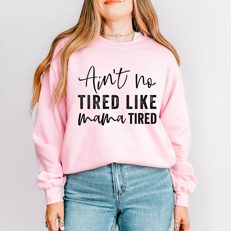 Simply Sage Market レディース トップス Tシャツ スウェット Simply Sage Market Ain't No Tired Like Mama Tired Sweatshirt Light Pink ピンク