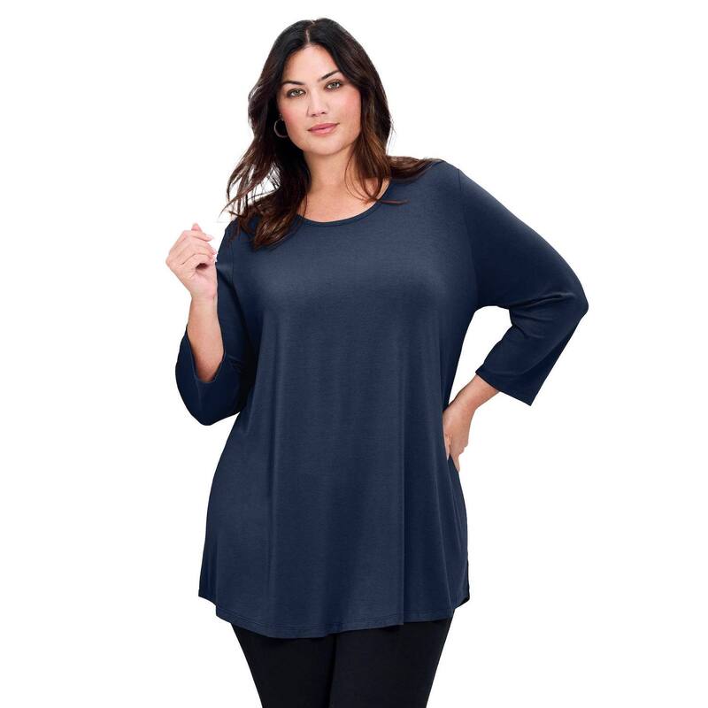 アベニュー レディース トップス Tシャツ プラスサイズ Avenue Women's Plusize Sara Everyday Scoop Neck Tunic Navy ネイビー