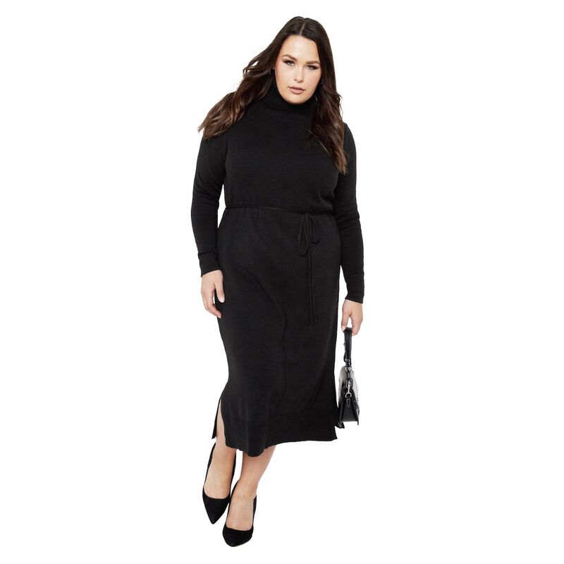 アベニュー レディース トップス 衣装 付け加える大いさ プルオーバー Avenue Women\u0027s Plusize Hannah Sweater Dress Black 黒いこと レディースファッション-ワンピース