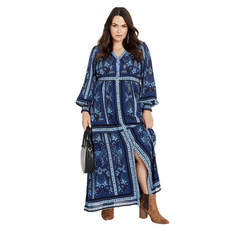 アベニュー レディース トップス ワンピース プラスサイズ レース マキシ Avenue Women's Plusize Serene Placement Sleeved Maxi Dress Petrol 20,636円