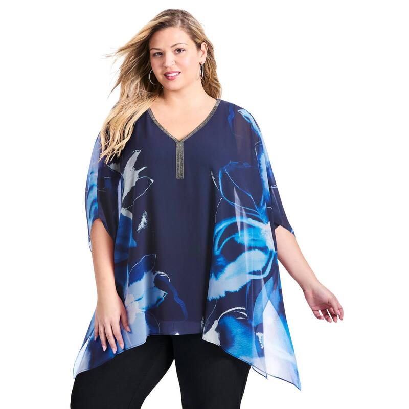 アベニュー レディース トップス シャツ プラスサイズ ブラウス Avenue Women's Plusize Take Me Out Embellished Blouse Midnight|ReVida 店
