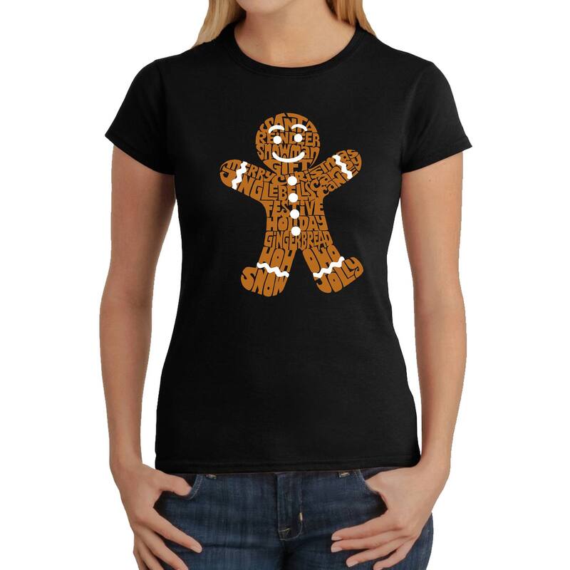 エルエーポップアート レディース トップス Tシャツ LA Pop Art Gingerbread - Women's Word Art-Shirt Black ブラック